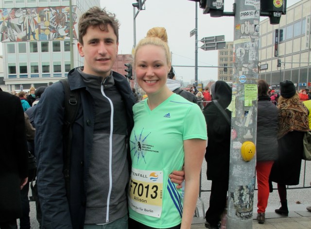 Berlin Half Marathon - Dan and I at start line